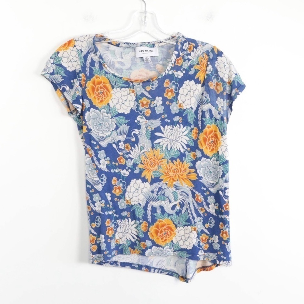 Highline Collective floral print top Nordstrom Bay asymmetrical stretch soft S